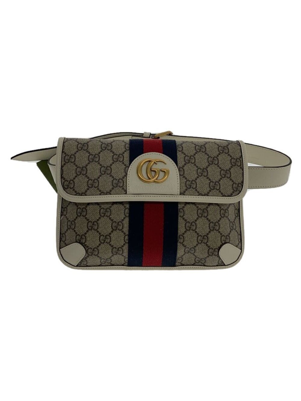 Gucci Ophidia belt bag GG Supreme web stripe Cream White